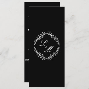 Monogram Script Branch Black W Wedding Program Menu