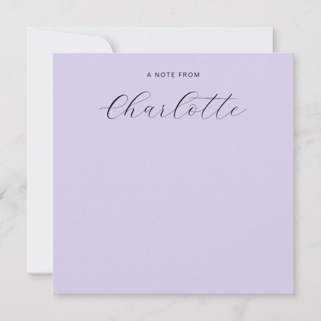 Monogram Script Calligraphy Lavender Card (Front)