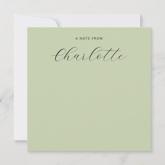 Monogram Script Calligraphy Sage Green Card (Front)