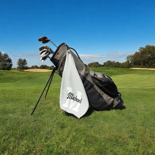 Monogram Script Calligraphy Sage Green Golf Towel