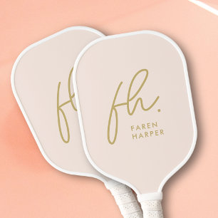 Monogram Script Modern Girly Pickleball Paddle