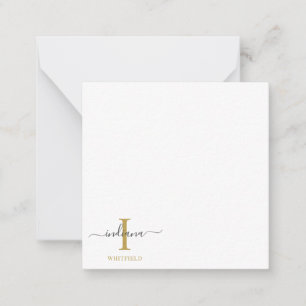 Monogram Script Name Initial Gold Grey Modern Card
