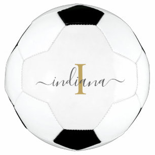 Monogram Script Name Initial Modern Personalise Soccer Ball