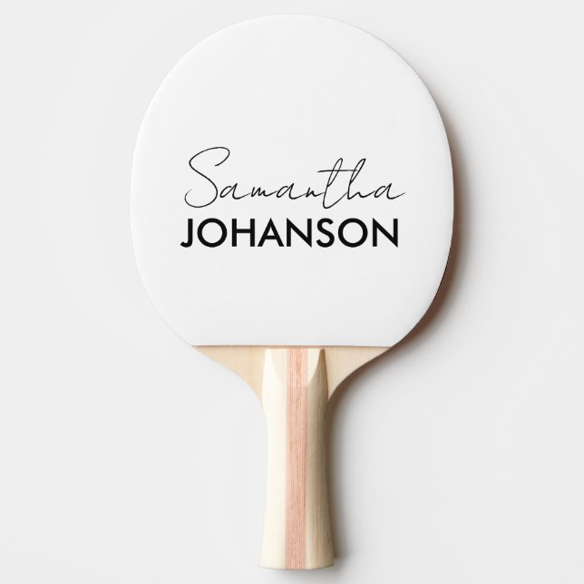 Monogram Script Name | Modern Minimalist Feminine Ping Pong Paddle (Front)