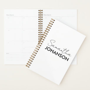 Monogram Script Name Modern Minimalist Planner