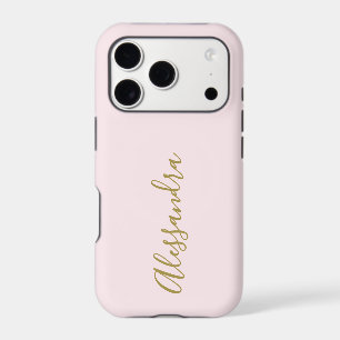 Monogram Script Name Pastel Pink Gold Minimalist