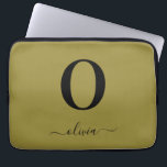 Monogram Script Name Personalized Gold And Black Laptop Sleeve<br><div class="desc">This stylish monogram and elegant script name design can be given as a gift for a birthday,  wedding favor,  bridal shower or any occasion. It can be customized with the person's initial and name.</div>