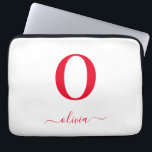 Monogram Script Name Personalized White And Red Laptop Sleeve<br><div class="desc">This stylish monogram and elegant script name design can be given as a gift for a birthday,  wedding favor,  bridal shower or any occasion. It can be customized with the person's initial and name.</div>