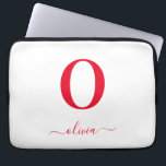 Monogram Script Name Personalized White And Red Laptop Sleeve<br><div class="desc">This stylish monogram and elegant script name design can be given as a gift for a birthday,  wedding favor,  bridal shower or any occasion. It can be customized with the person's initial and name.</div>