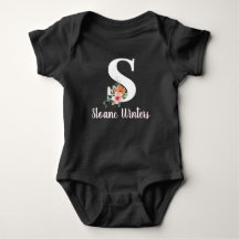 Monogram Script Name Pink Floral White Text