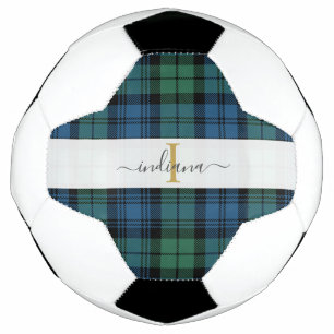 Monogram Script Name Plaid Clan Campbell Tartan Soccer Ball