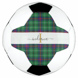 Monogram Script Name Plaid Clan Duncan Tartan Soccer Ball