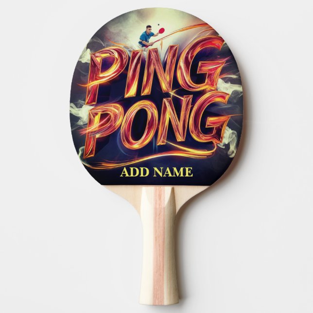 monogram script personalised colour with name ping pong paddle (Front)