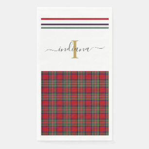 Monogram Script Plaid Clan Stewart Rustic Tartan Napkin