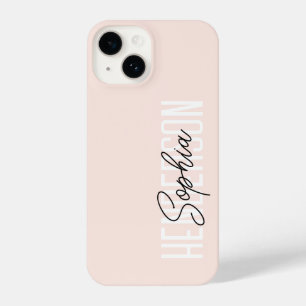 Monogram Script Signature Blush Pink iPhone 14 Case