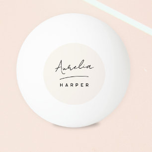 Monogram Script Simple Minimal Personalised Name Ping Pong Ball