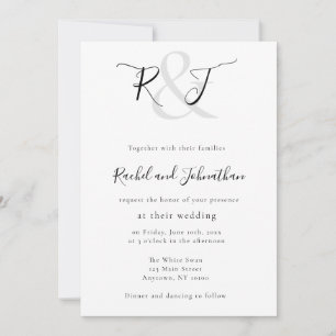 Monogram Script Simple Wedding Invitation