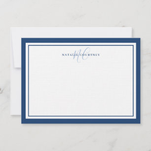 Monogram Script Two Border Elegant Minimalist Card