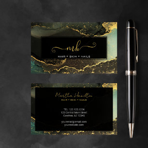 Monogram Script Typography Black and Gold ink Calling Card
