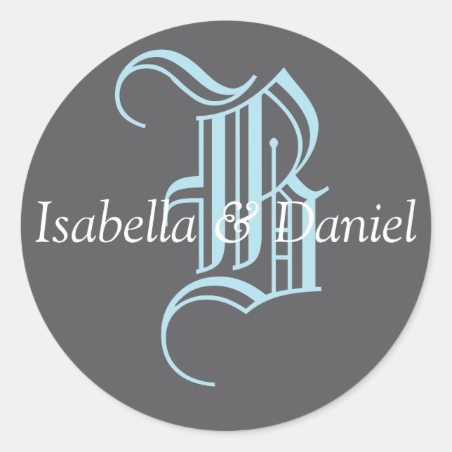 Monogram Seal Wedding Monogram Sticker (Front)