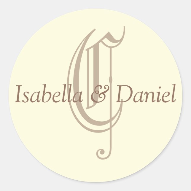 Monogram Seal Wedding Monogram Sticker (Front)