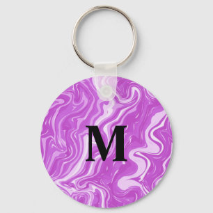 Monogram Seamless Abstract Marble Pink Pattern Key Ring