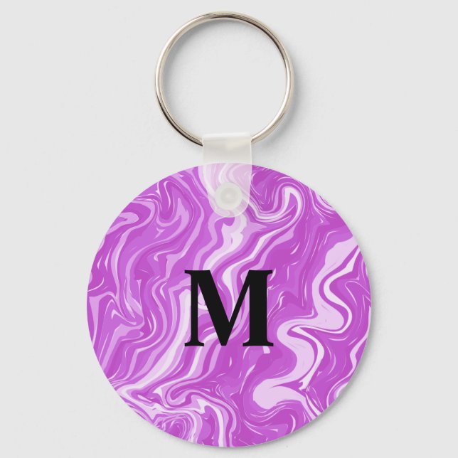 Monogram Seamless Abstract Marble Pink Pattern   Key Ring (Front)