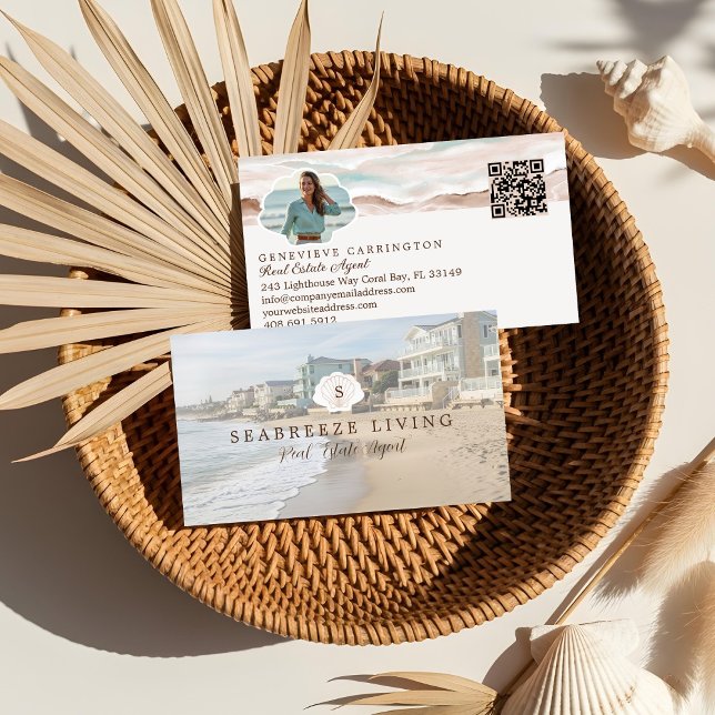 Monogram Seashell Properties Photo Real Estate Business Card (Monogram Seashell Properties Photo Real Estate Business Card)