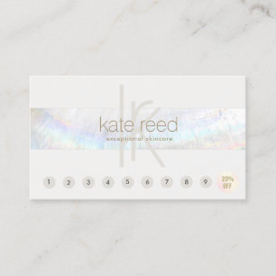 Monogram Seashell Stripe 10 Punch Customer Loyalty Business Card