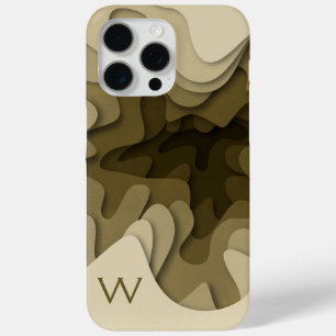 Monogram Sepia Brown Modern Abstract iPhone 15 Pro Max Case