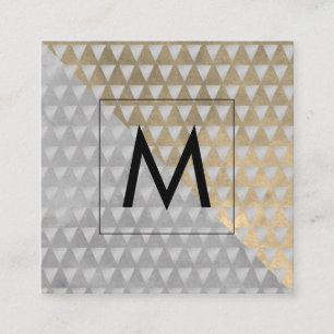 Monogram Sepia Grey Colour Blocks Geometric Tri Square Business Card