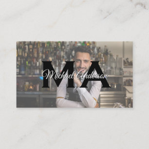 Monogram Serif Bartender Business Card