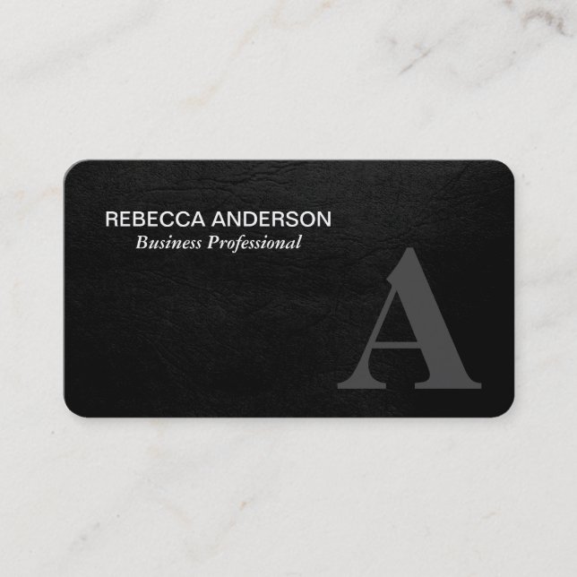 Monogram Serif Grey, Black Business Card (Front)