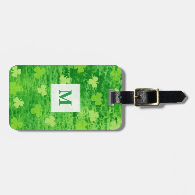 Monogram Shamrock - Custom Luggage Tag (Front Horizontal)