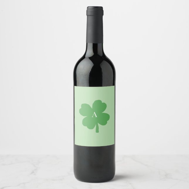 Monogram Shamrock Green Irish Wine Label (Front)