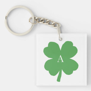 Monogram Shamrock Irish Green Painting Key Ring