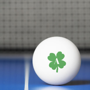 Monogram Shamrock Irish Pattern Ping Pong Ball