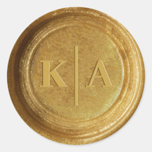 Monogram Shimmer Gold Wax Seal Wedding Sticker