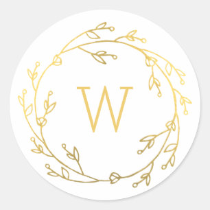 Monogram Shiny Wreath Gift Tag Sticker
