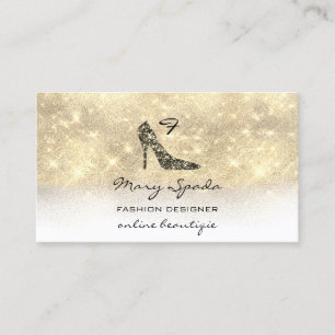 Monogram Shoes Gold Glitter Heels Logo QR Code Business Card