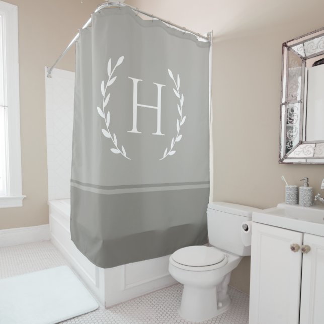 Monogram Shower Curtain - Elegant Initial Bathroom (In Situ)