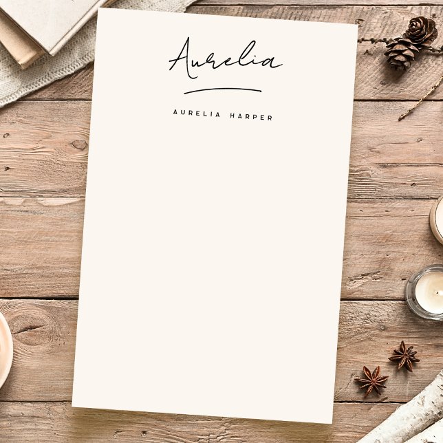 Monogram Signature Neutral Simple Personalised Stationery (Creator Uploaded)