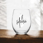 Monogram Signature Script<br><div class="desc">Raise the bar of elegance with our Personalised Wine Glass – a sophisticated fusion of modern design and timeless charm. Engraved with a monogram in a sleek sans-serif font, with your name artfully overlaying the monogram in a stylish script signature style. This exquisite glass isn't just for sipping; it's a...</div>