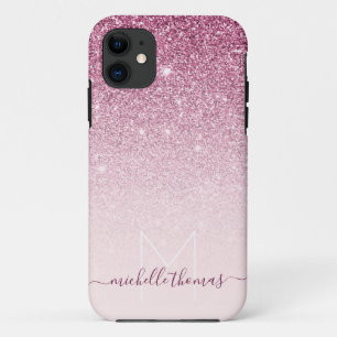Monogram signature script blush pink template Case-Mate iPhone case