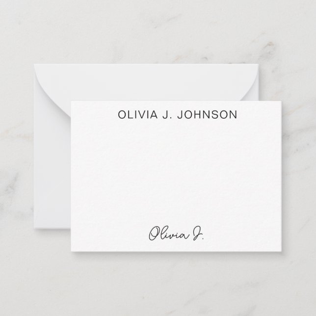 Monogram Signature Script Minimalist Card (Front)