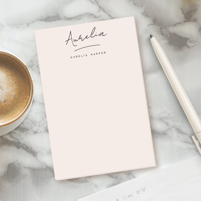 Monogram Signature Simple Modern Feminine Blush Post-it Notes (Creator Uploaded)