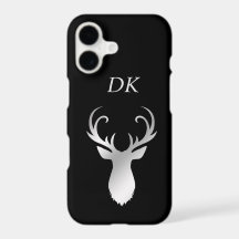 Monogram Silver Antler Deer Silhouette