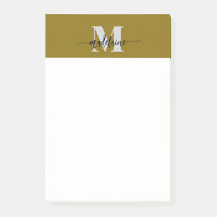 Monogram Silver Black Gold Colour Personal Post-it Notes