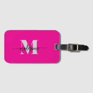 Monogram Silver Black Pink Personal Luggage Tag