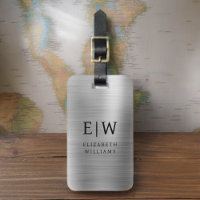 Monogram Silver Brushed Metallic Elegant